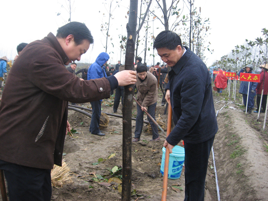 市四套班子領(lǐng)導(dǎo)及機關(guān)干部冒雨植樹